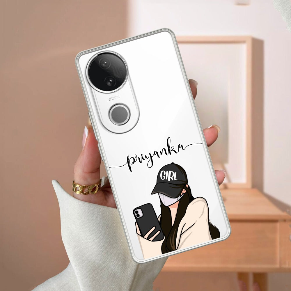 Stylish Girl With Cap Customize Transparent Silicon Case For Vivo