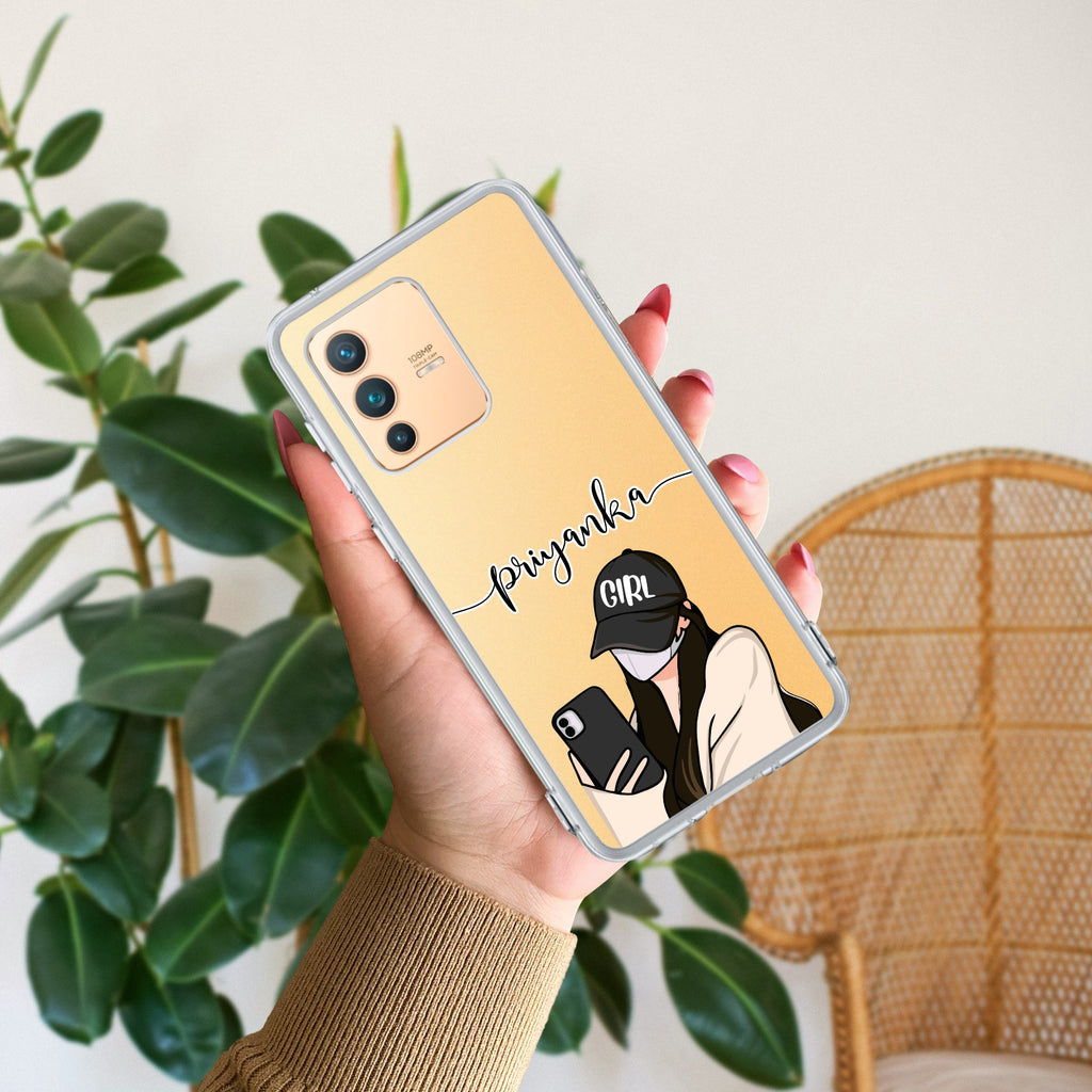 Stylish Girl With Cap Customize Transparent Silicon Case For Vivo X300 Pro 5G