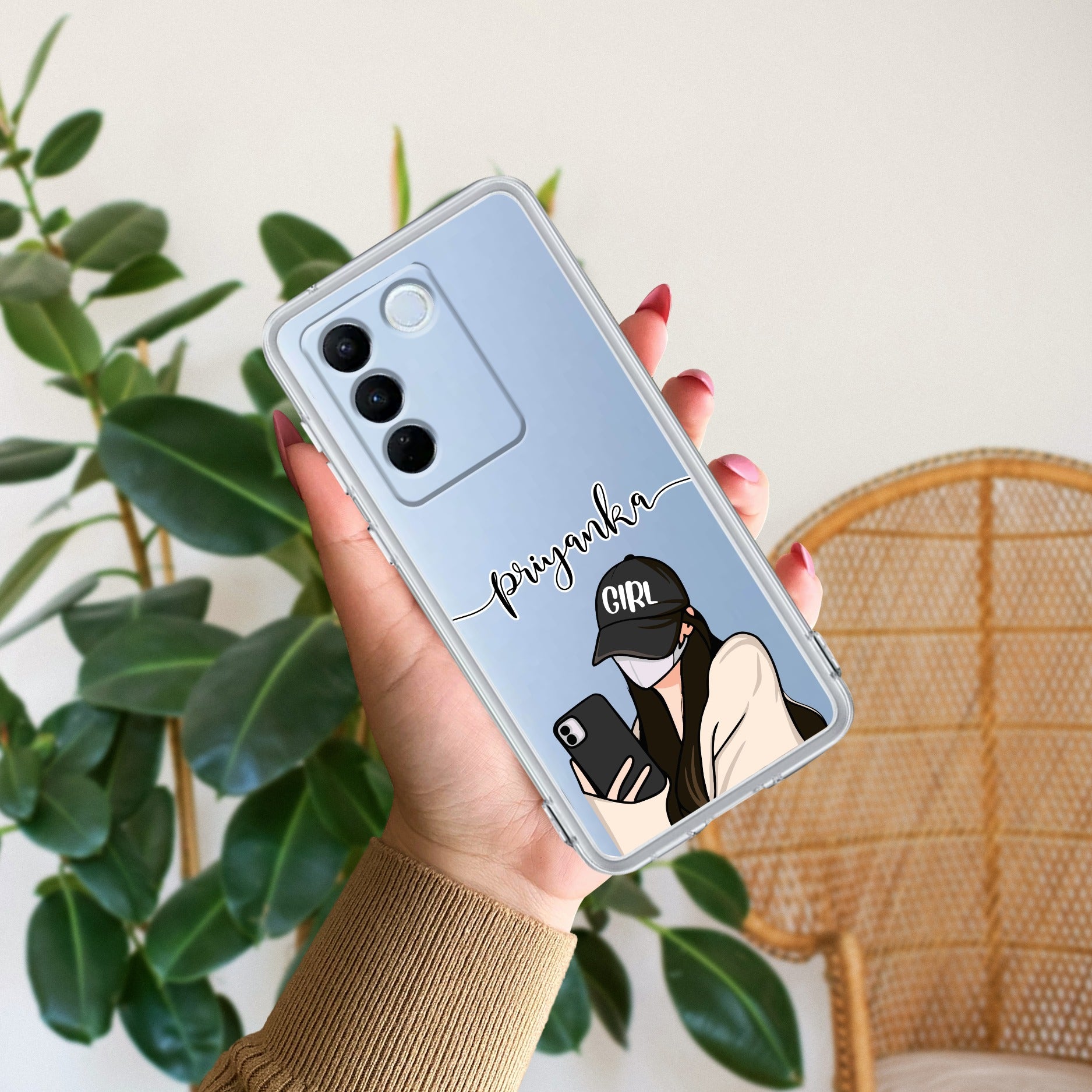 Stylish Girl With Cap Customize Transparent Silicon Case For Vivo
