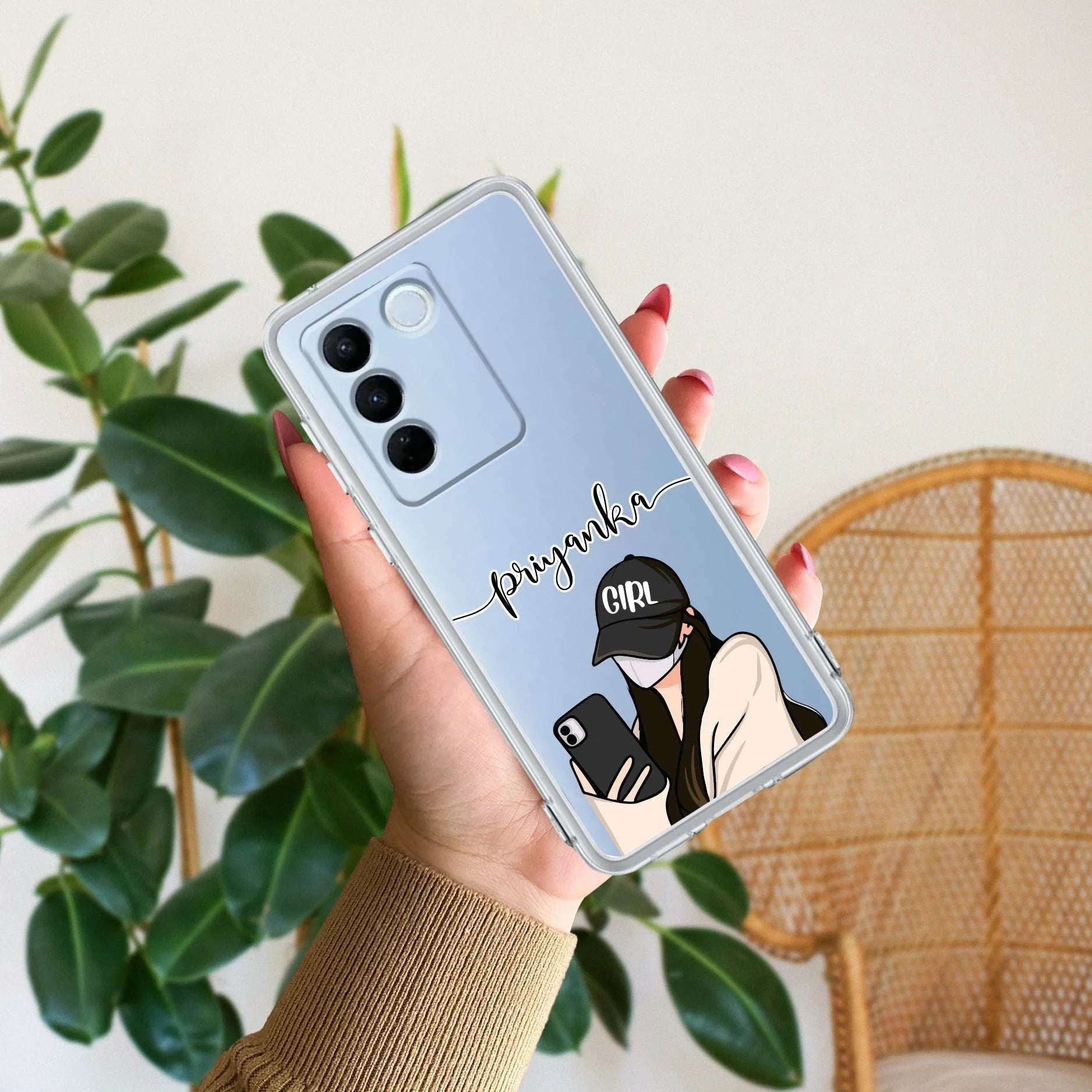 Stylish Girl With Cap Customize Transparent Silicon Case For Vivo - ShopOnCliQ