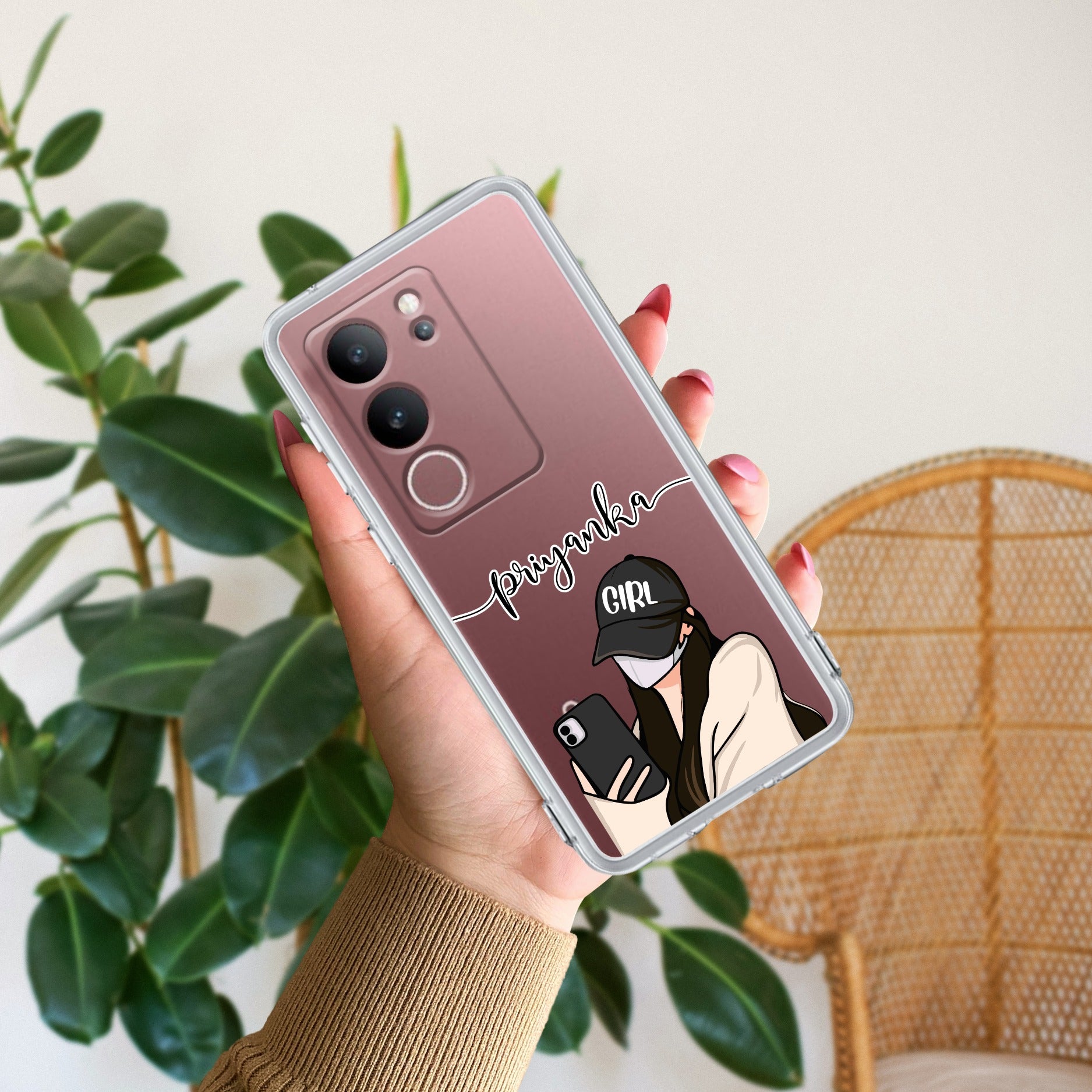 Stylish Girl With Cap Customize Transparent Silicon Case For Vivo X200T 5G