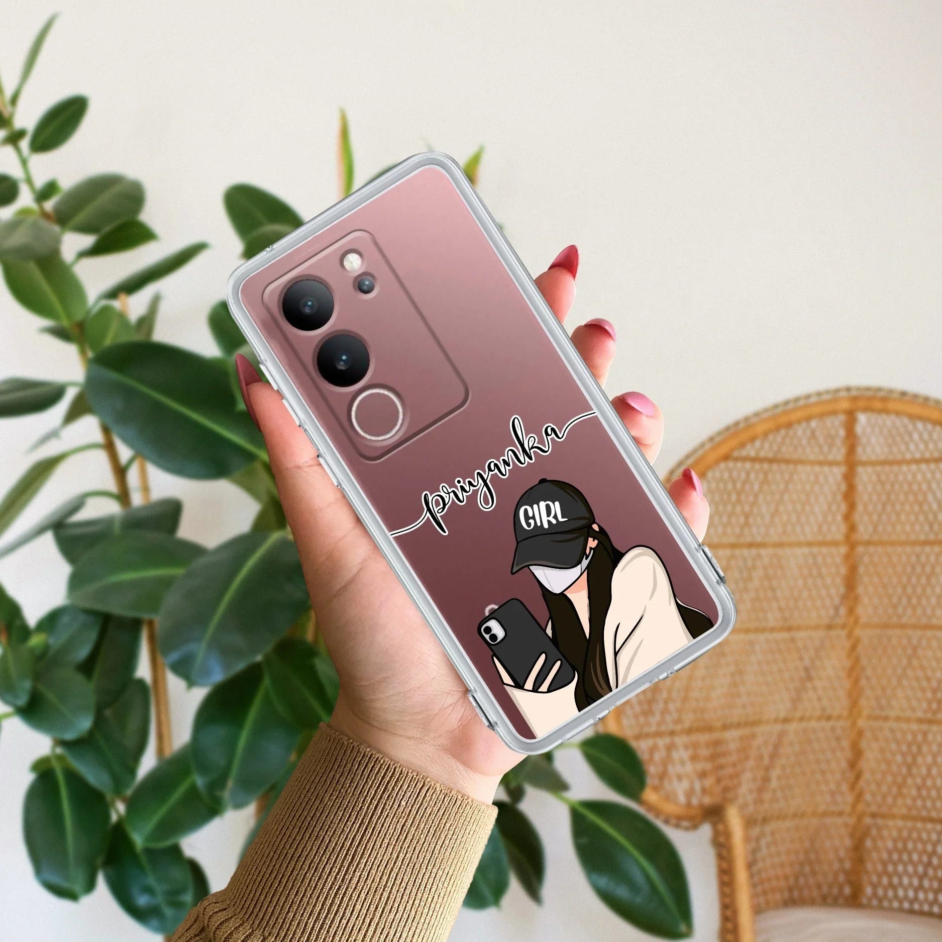 Stylish Girl With Cap Customize Transparent Silicon Case For Vivo - ShopOnCliQ