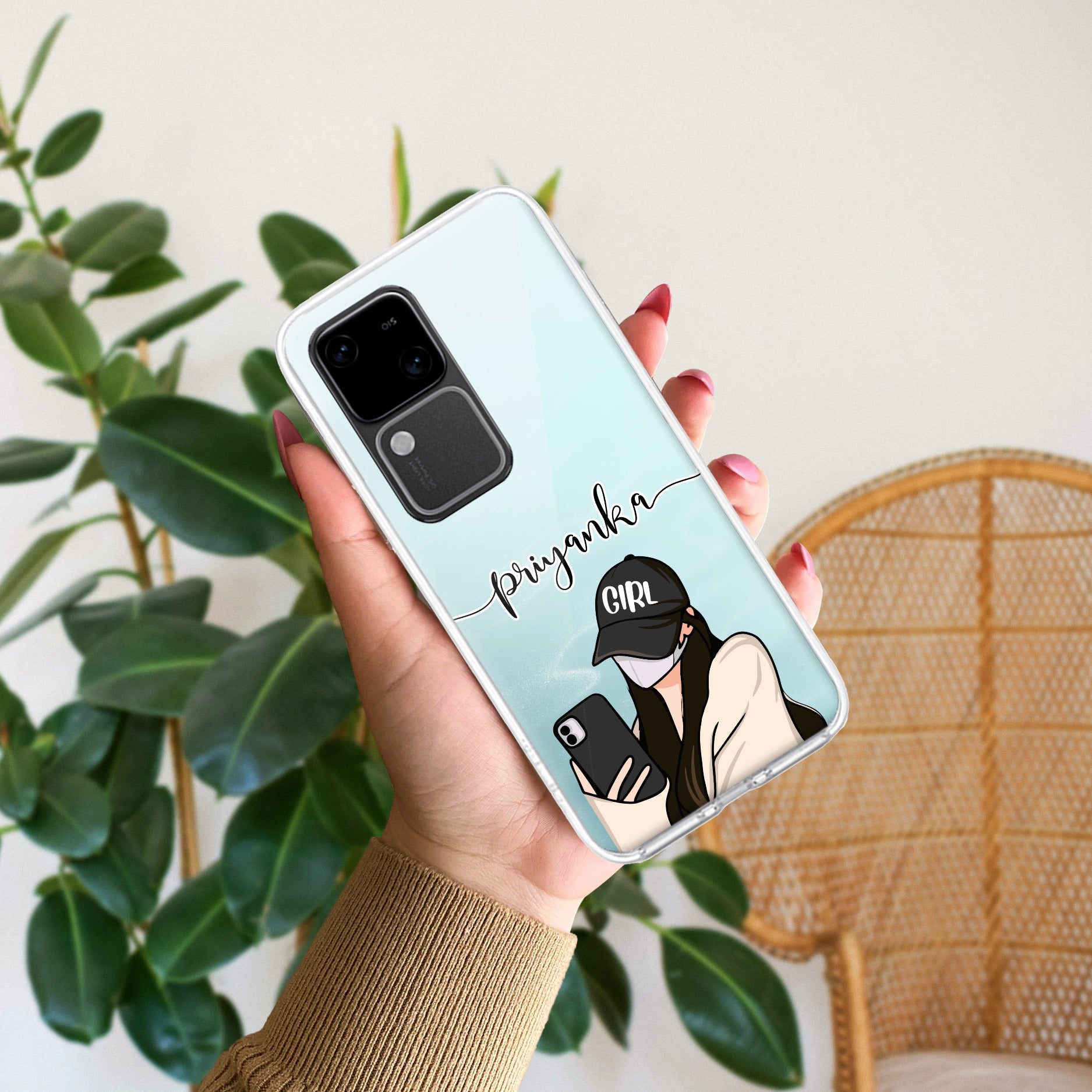 Stylish Girl With Cap Customize Transparent Silicon Case For Vivo