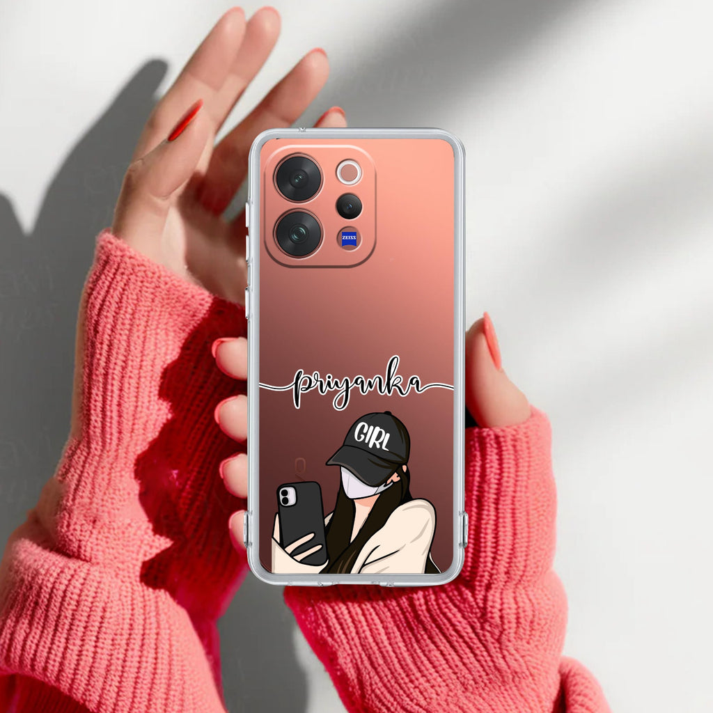 Stylish Girl With Cap Customize Anti Yellow Case For Vivo V70 5G
