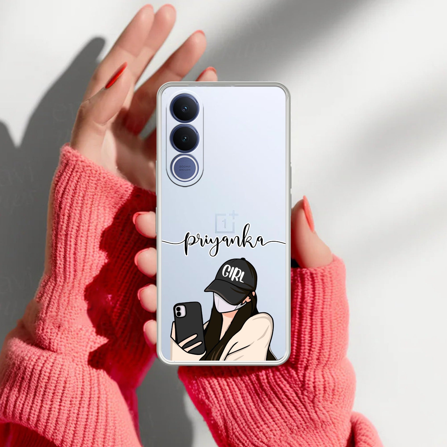 Stylish Girl With Cap Customize Transparent Silicon Case For Vivo V70 FE 5G