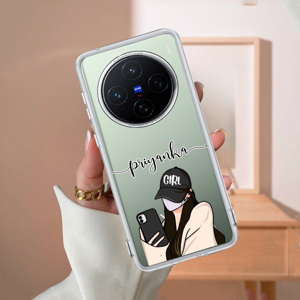 Stylish Girl With Cap Customize Transparent Silicon Case For Vivo