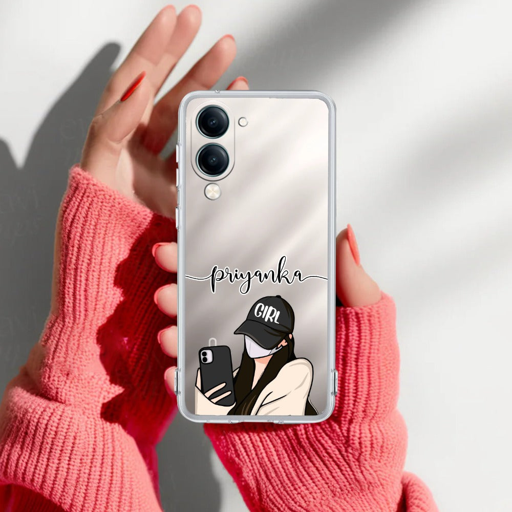 Stylish Girl With Cap Customize Transparent Silicon Case For Vivo