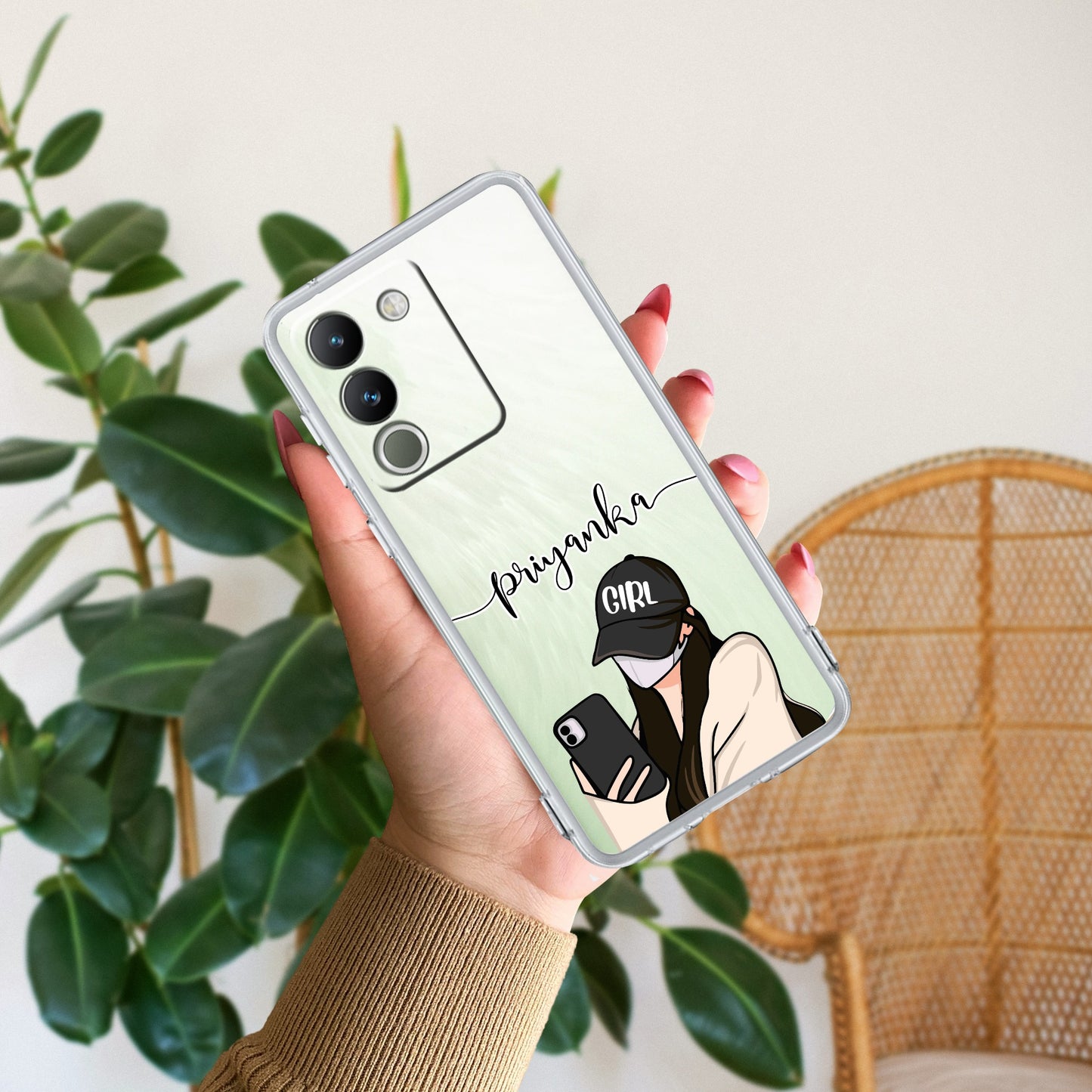 Stylish Girl With Cap Customize Transparent Silicon Case For Vivo