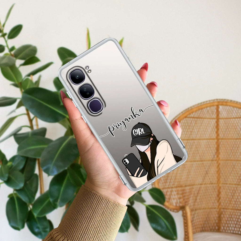 Stylish Girl With Cap Customize Transparent Silicon Case For Vivo Y300 5G
