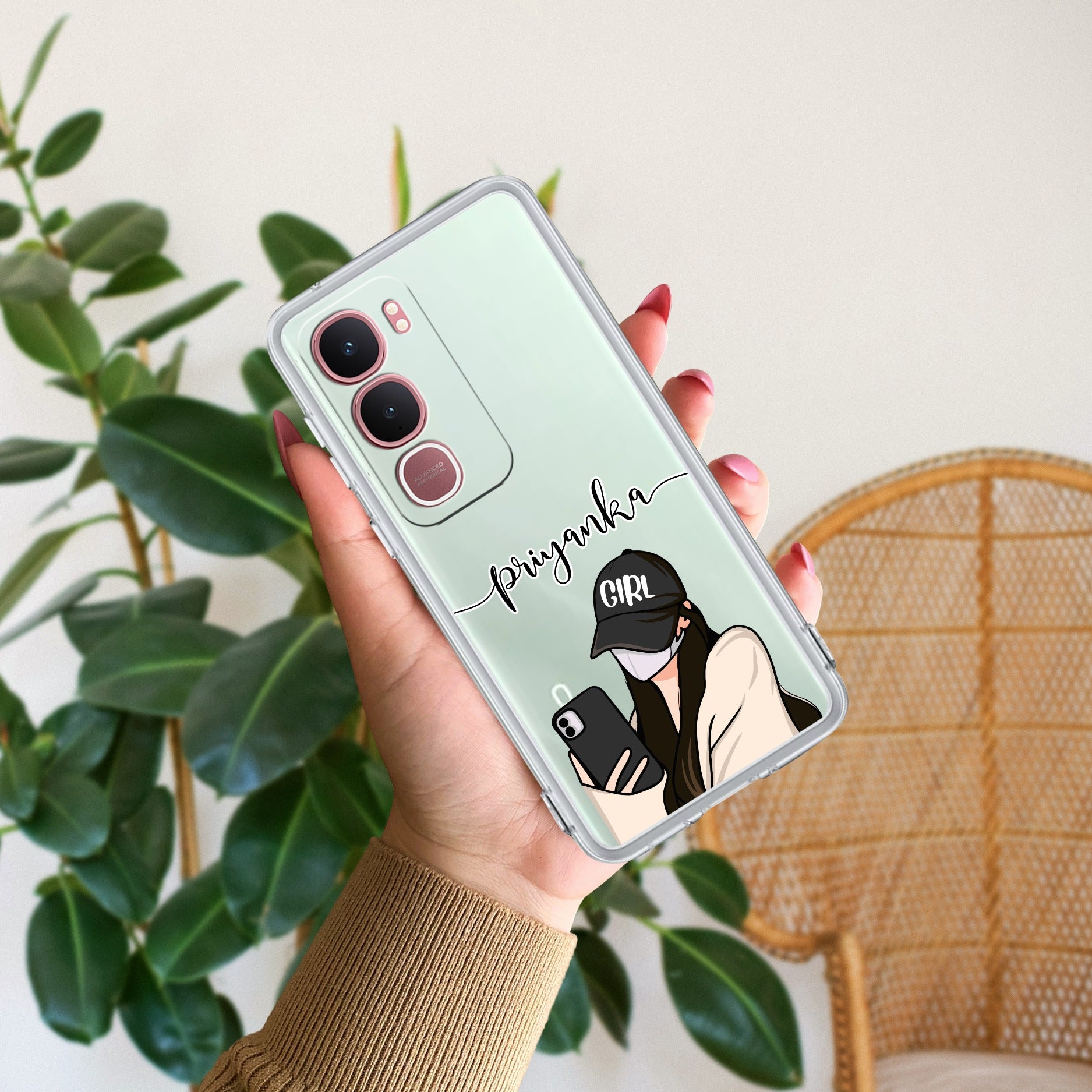 Stylish Girl With Cap Customize Anti Yellow Case For Vivo Y31 5G