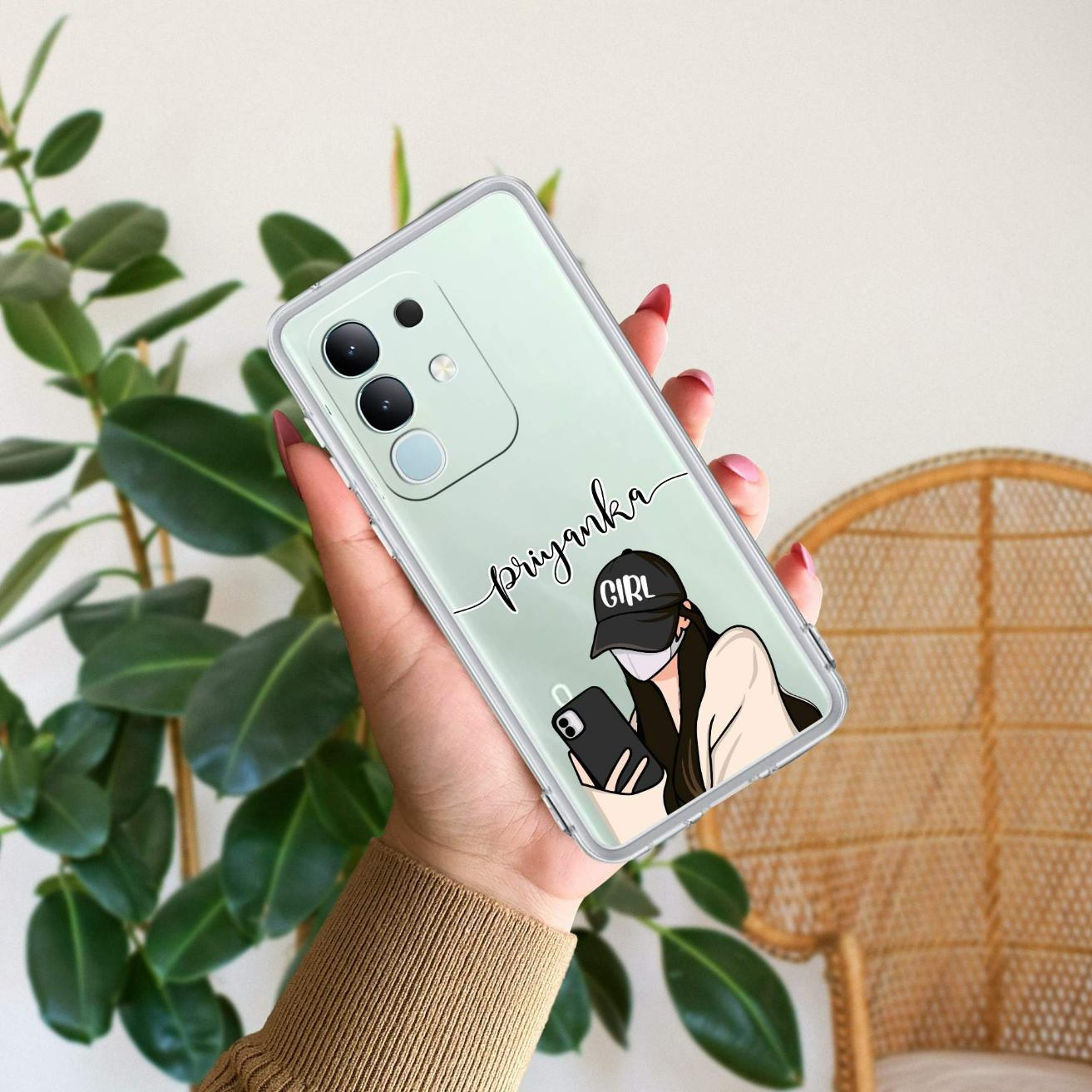 Stylish Girl With Cap Customize Transparent Silicon Case For Vivo