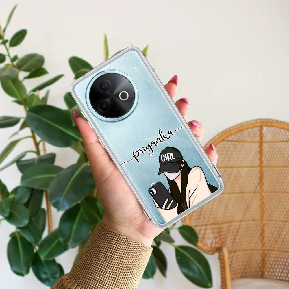 Stylish Girl With Cap Customize Transparent Silicon Case For Vivo Y200e 5G