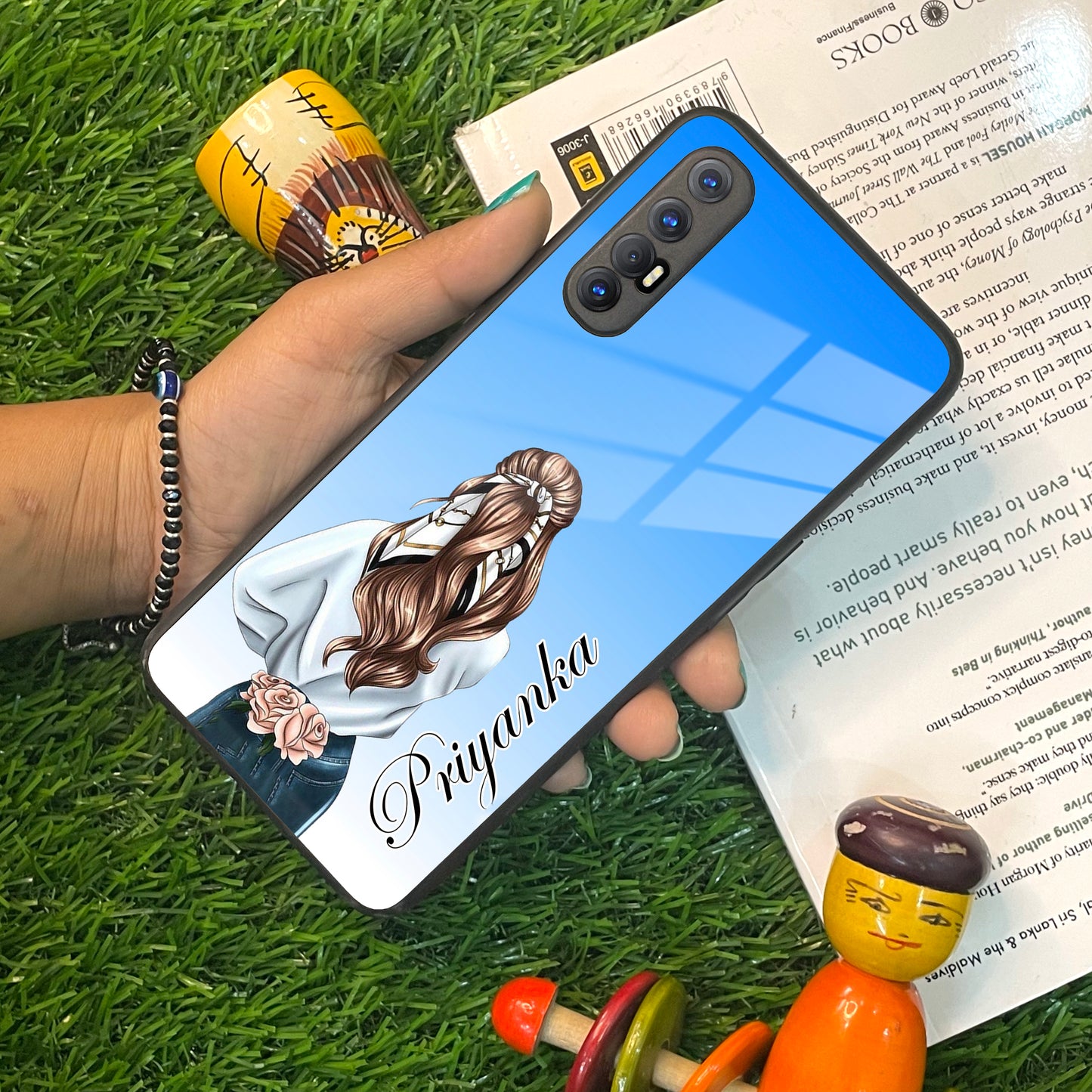 Styles Girl Customize Name Glass Case For Oppo