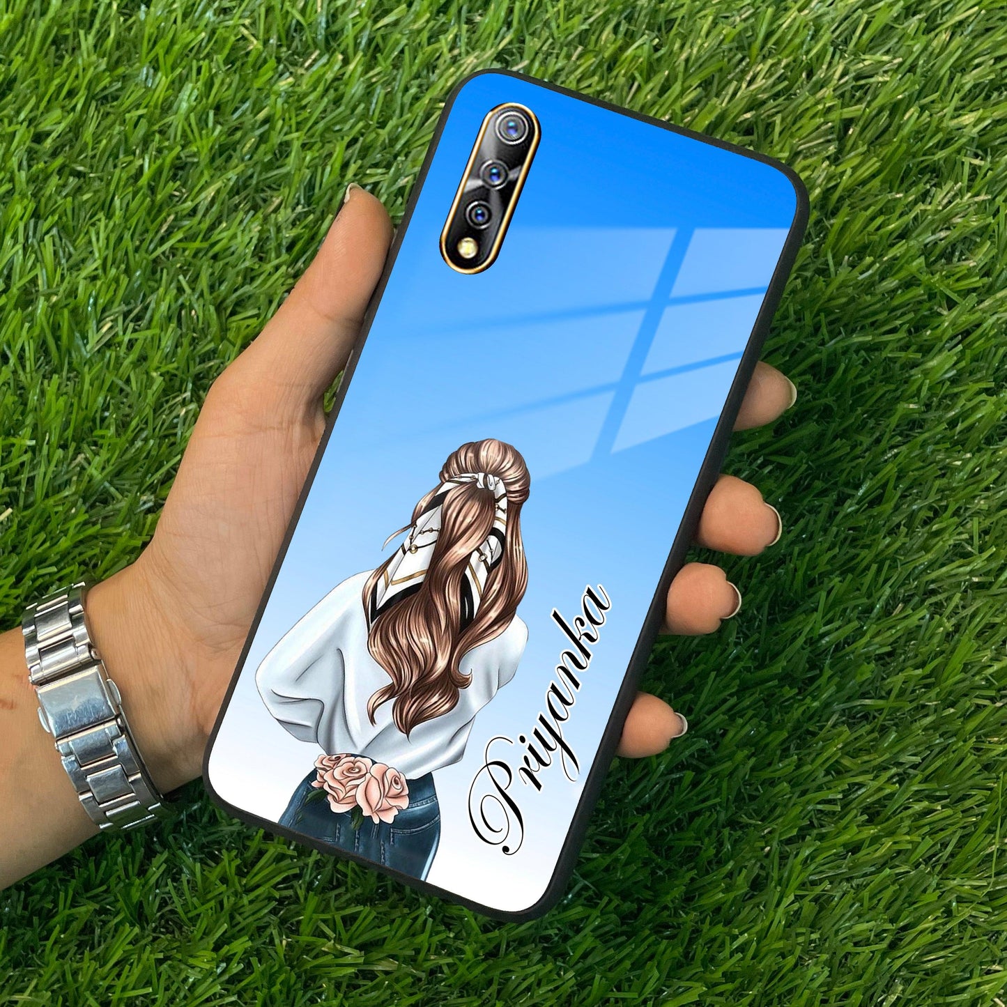 Styles Girl Customize Name Glass Case For Vivo