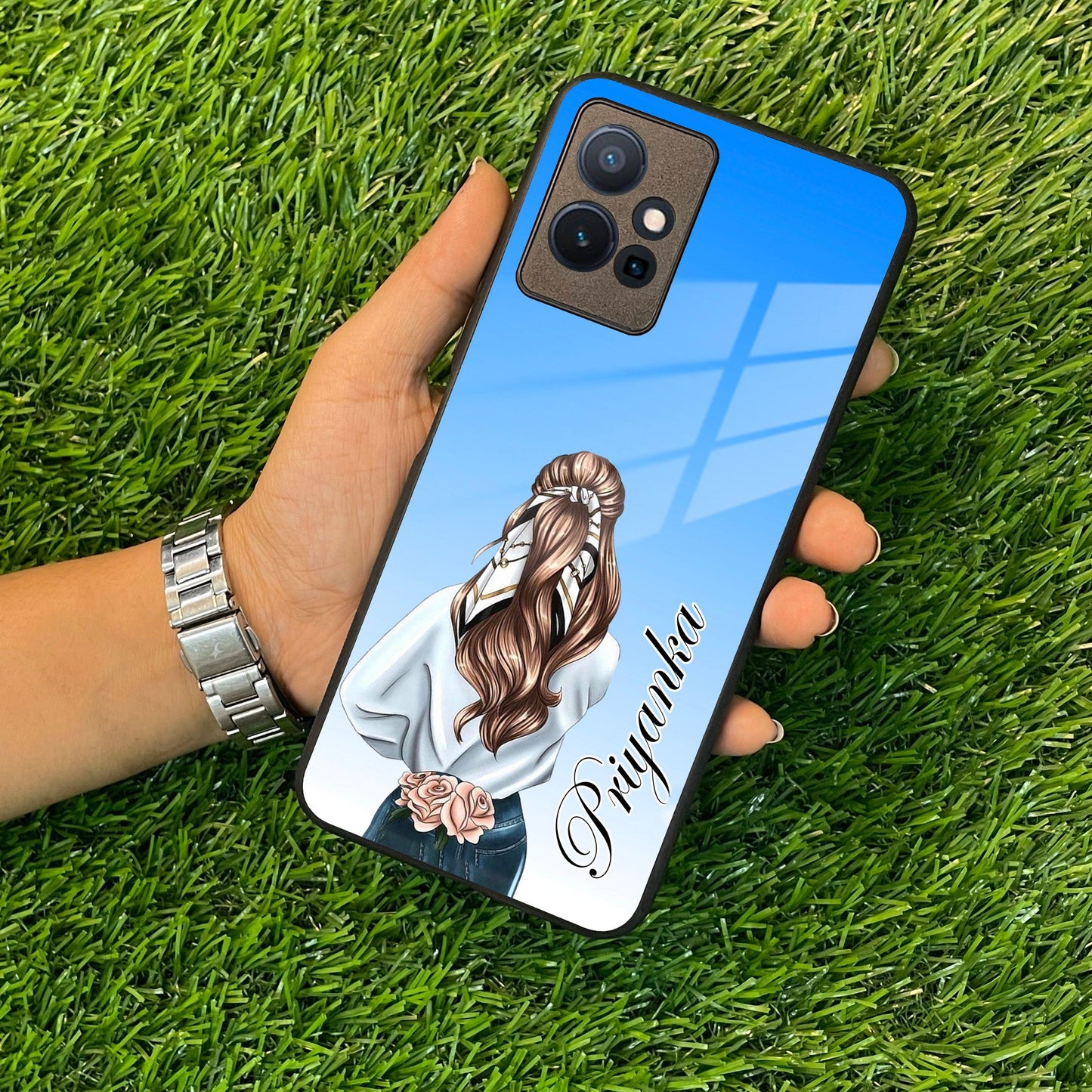 Styles Girl Customize Name Glass Case For Vivo