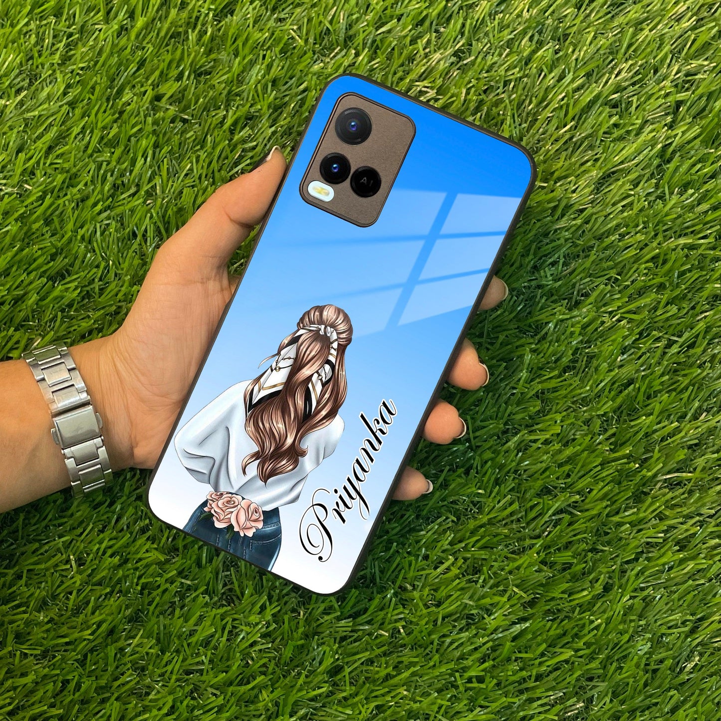 Styles Girl Customize Name Glass Case For Vivo