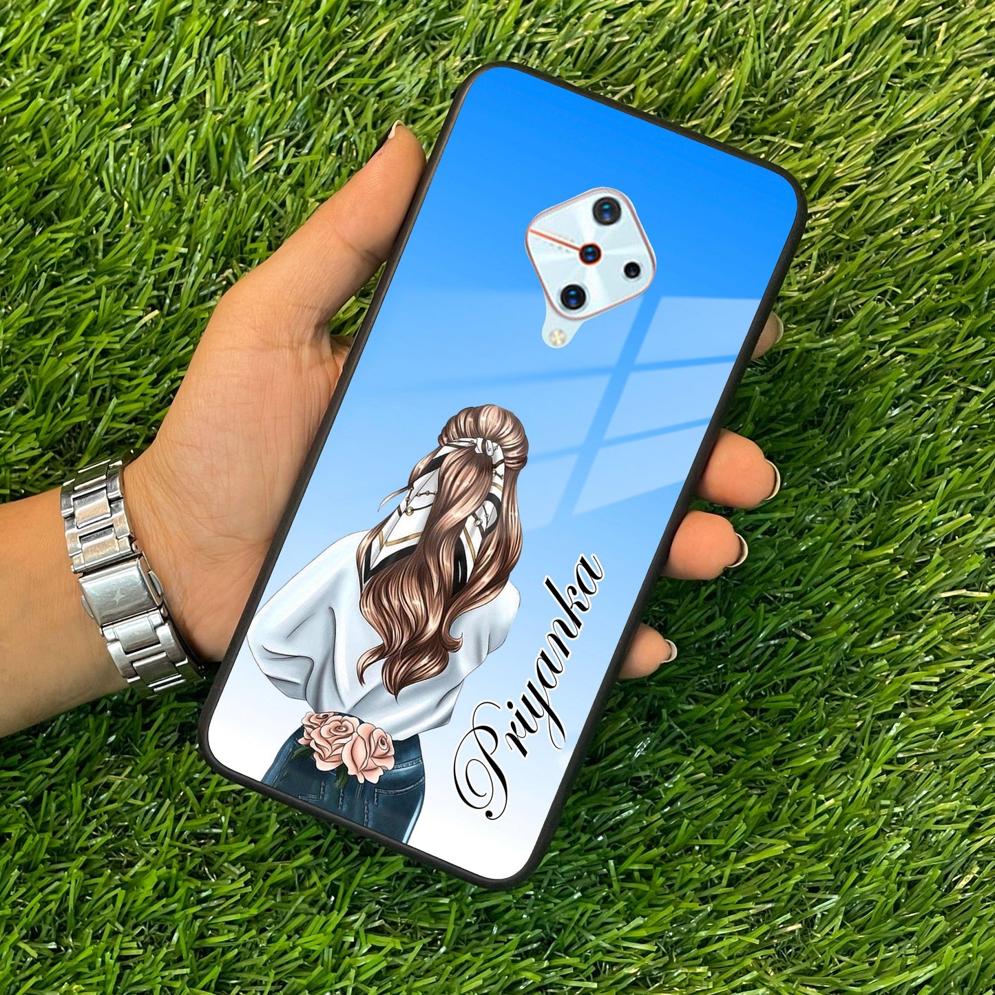 Styles Girl Customize Name Glass Case For Vivo