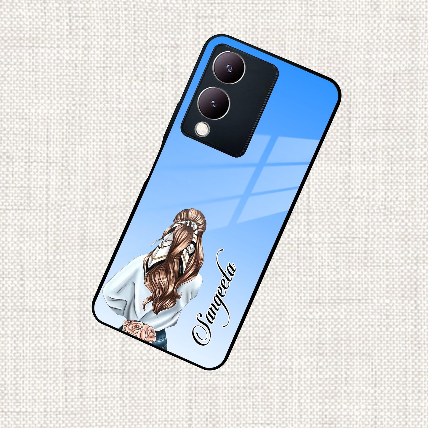 Styles Girl Customize Name Glass Case For Vivo