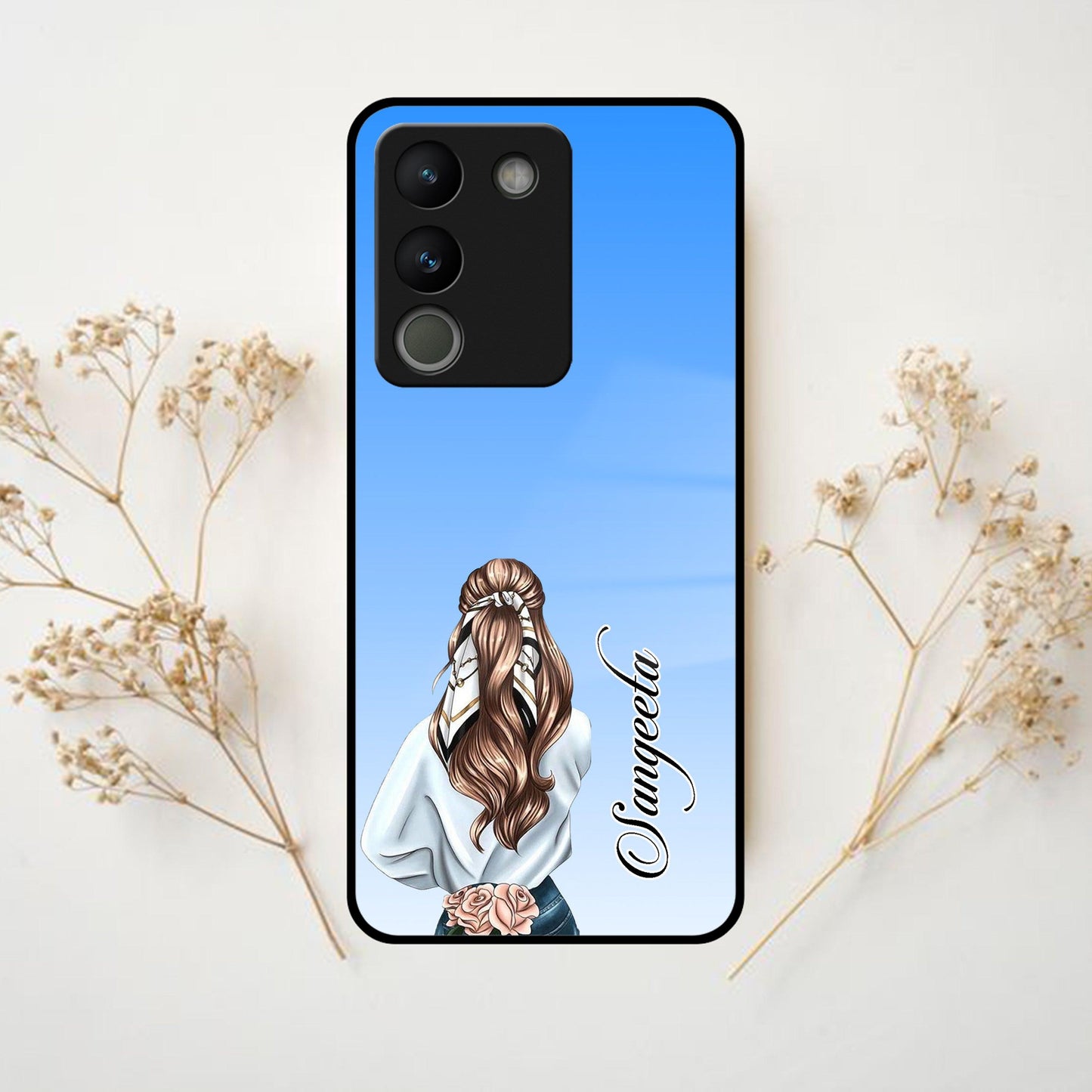 Styles Girl Customize Name Glass Case For Vivo