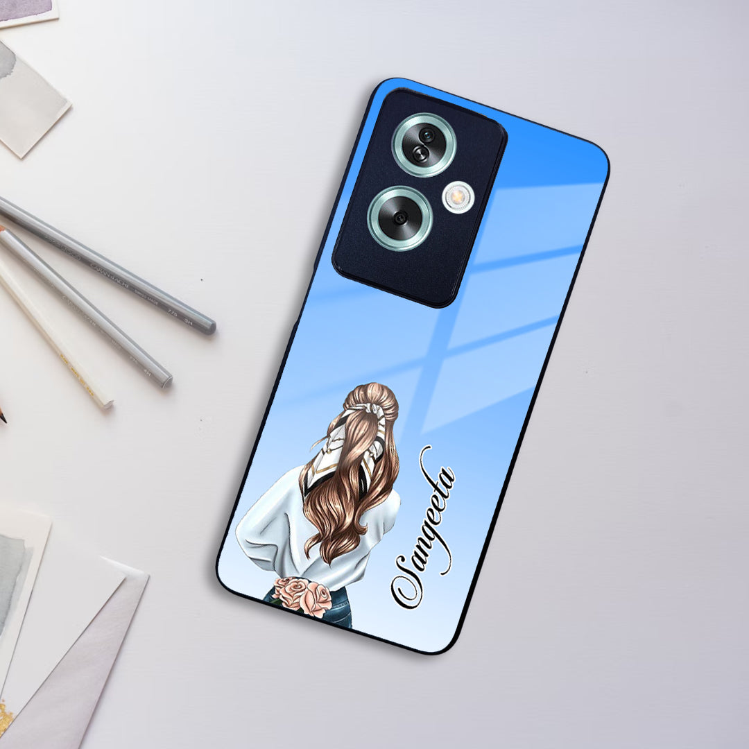 Styles Girl Customize Name Glass Case For Oppo