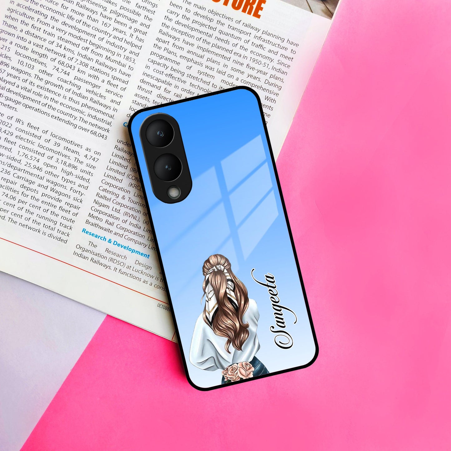 Styles Girl Customize Name Glass Case For Vivo