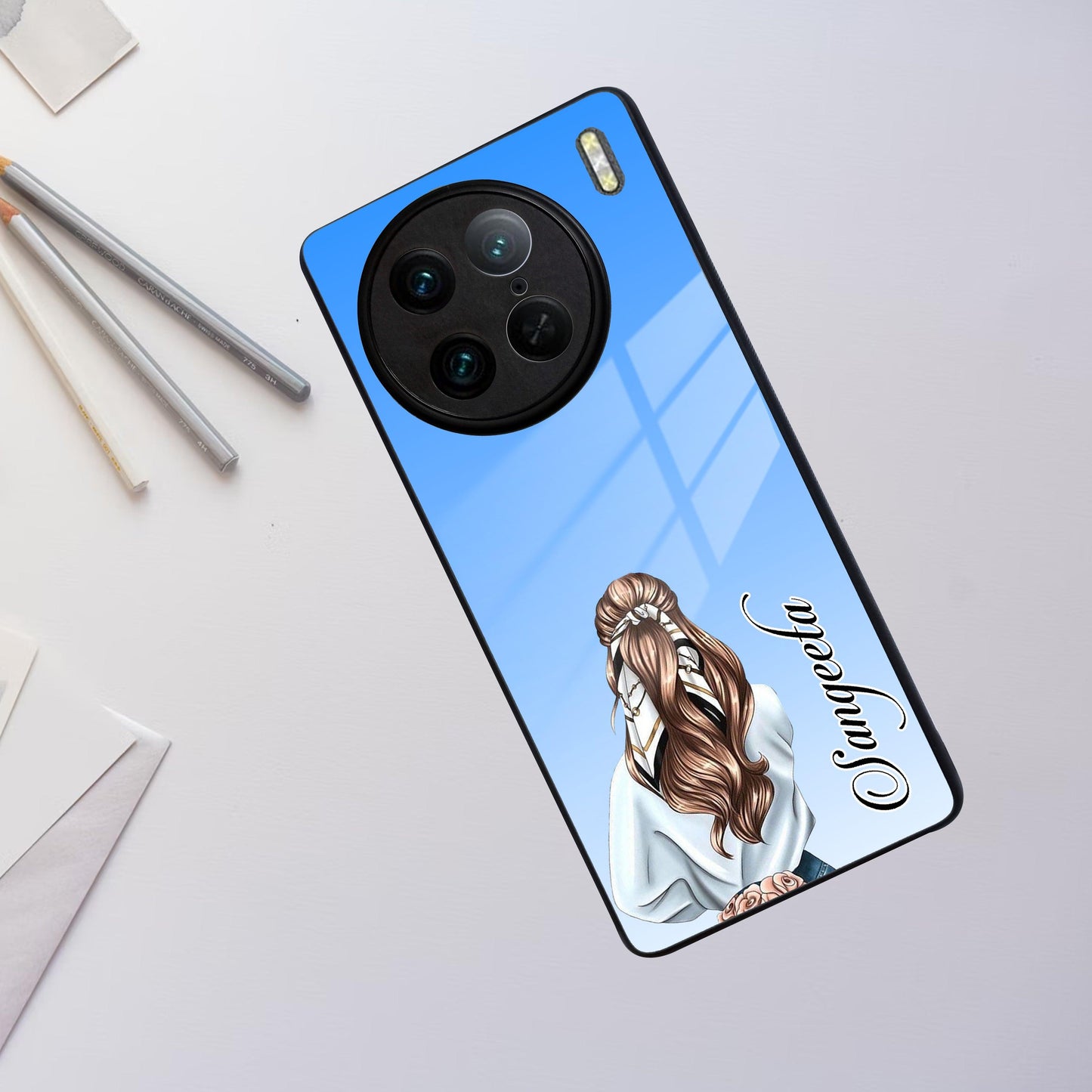 Styles Girl Customize Name Glass Case For Vivo