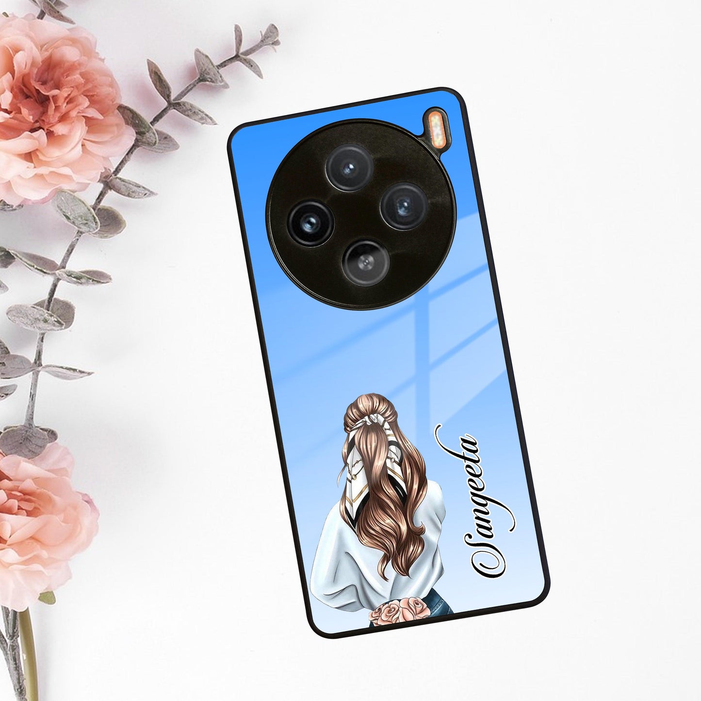 Styles Girl Customize Name Glass Case For Vivo