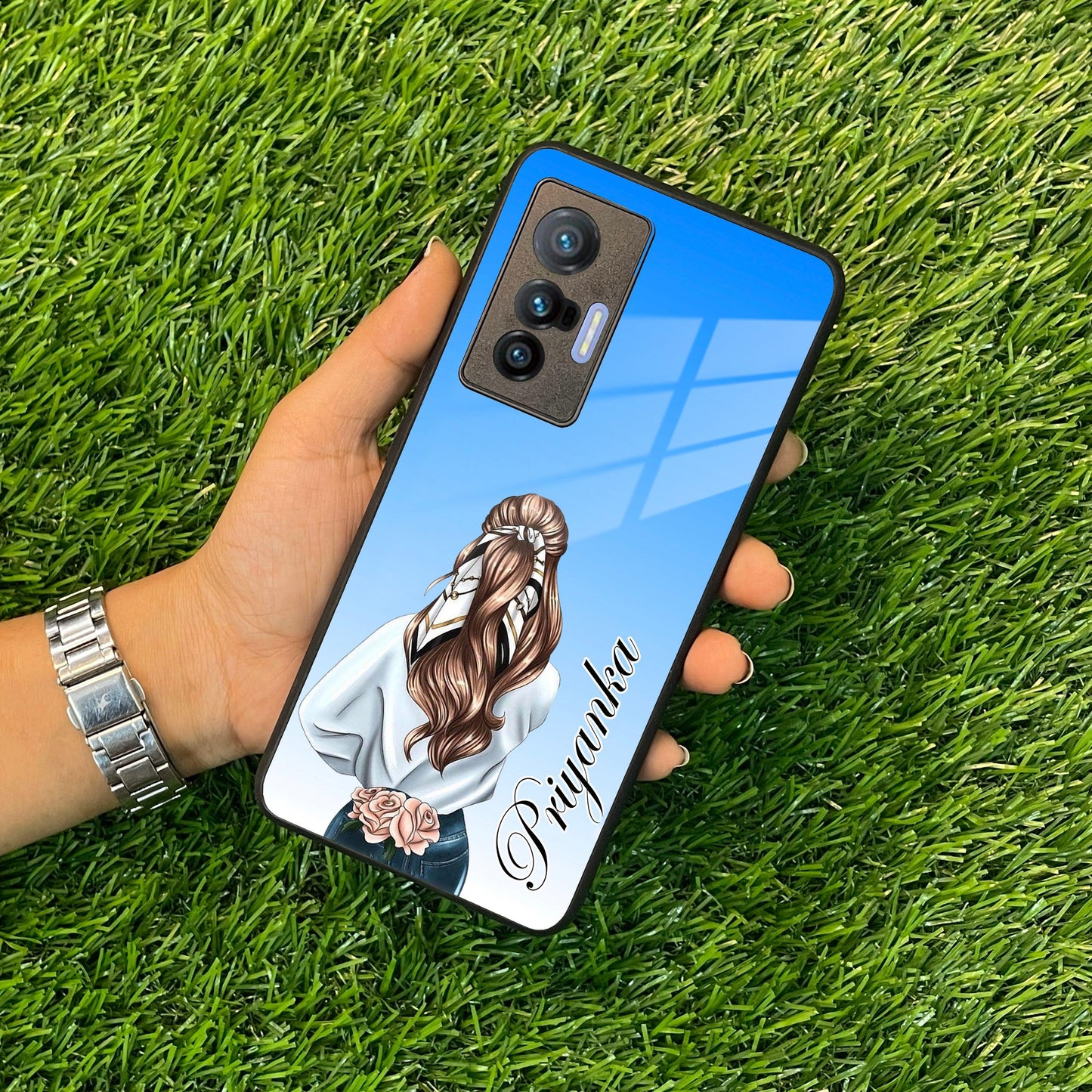 Styles Girl Customize Name Glass Case For Vivo