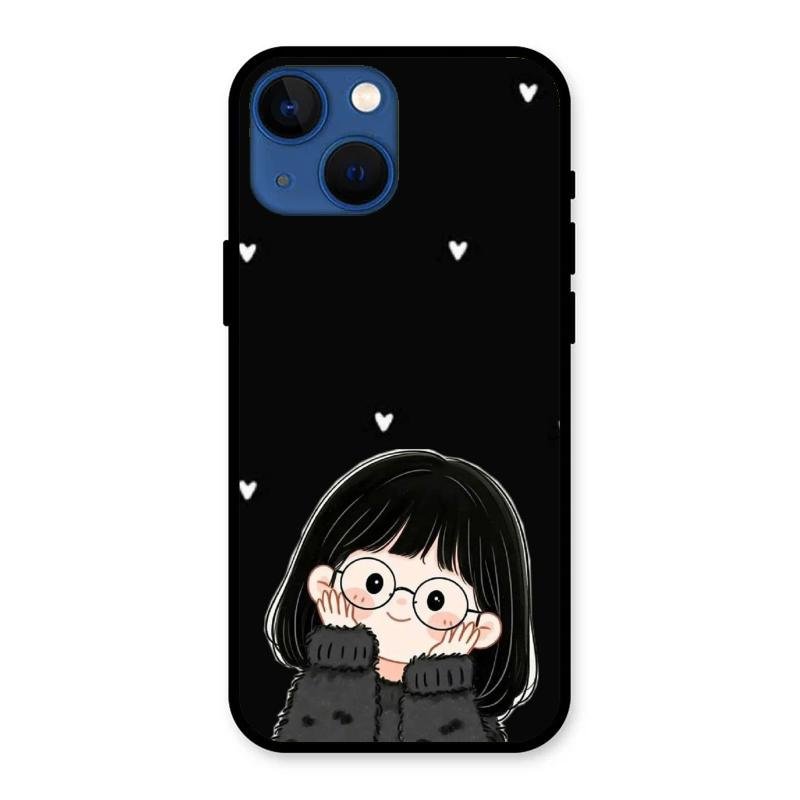 Sweet Blush Girl Glass Case Cover For iPhone 13 mini