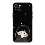 Sweet Blush Girl Glass Case Cover For iPhone 14 Plus