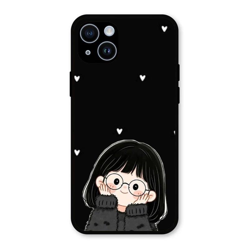 Sweet Blush Girl Glass Case Cover For iPhone 14 Plus