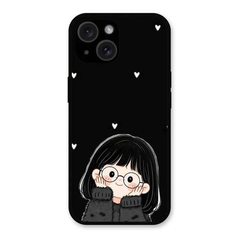 Sweet Blush Girl Glass Case Cover For iPhone 15 Plus