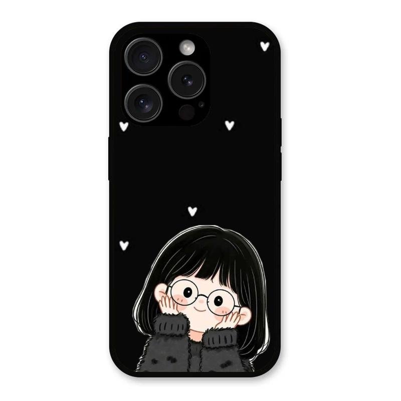 Sweet Blush Girl Glass Case Cover For iPhone 15 Pro