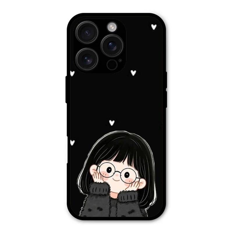 Sweet Blush Girl Glass Case Cover For iPhone 16 Pro Max