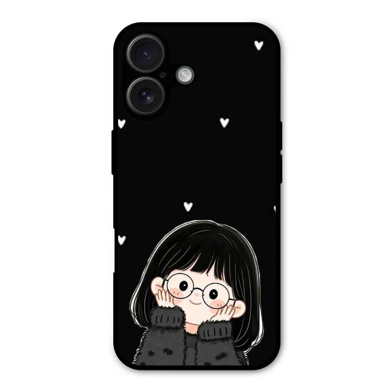 Sweet Blush Girl Glass Case Cover For iPhone 16