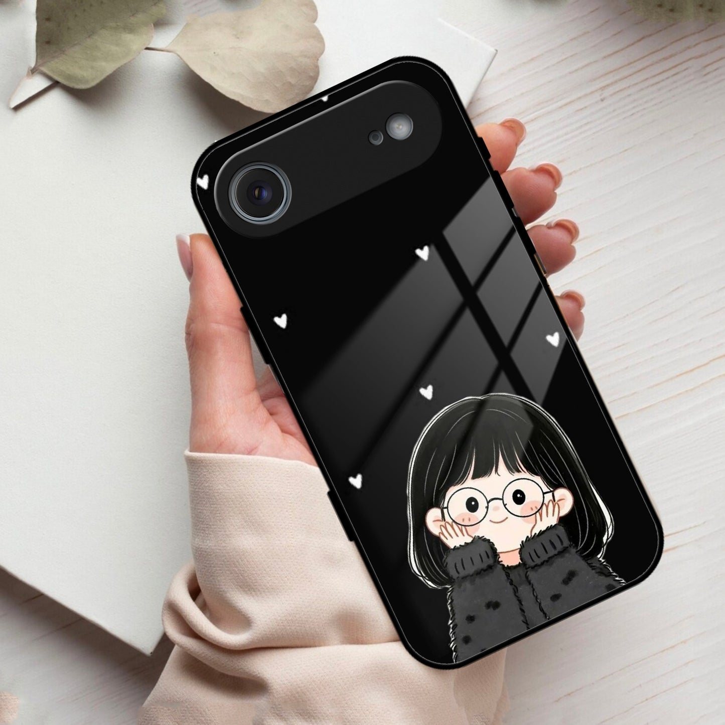 Sweet Blush Girl Glass Case Cover For iPhone