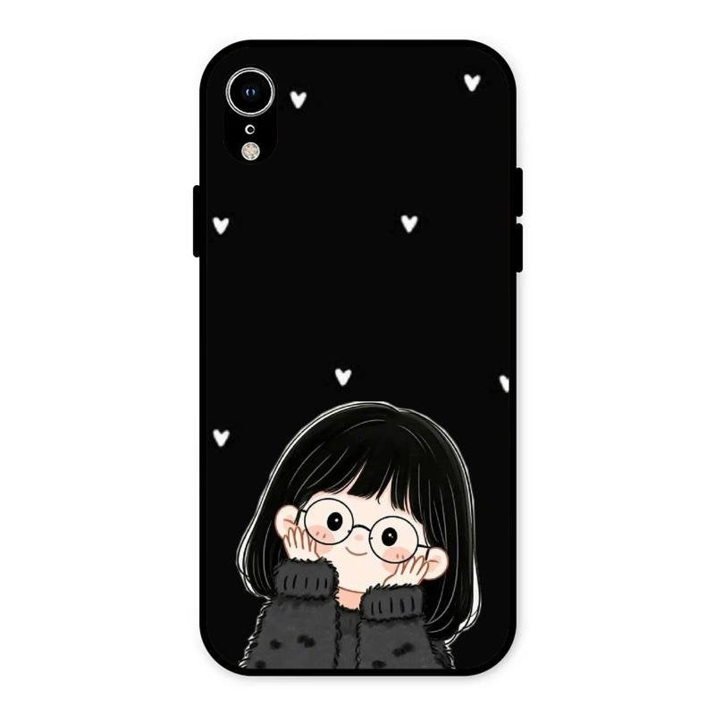 Sweet Blush Girl Glass Case Cover For iPhone XR