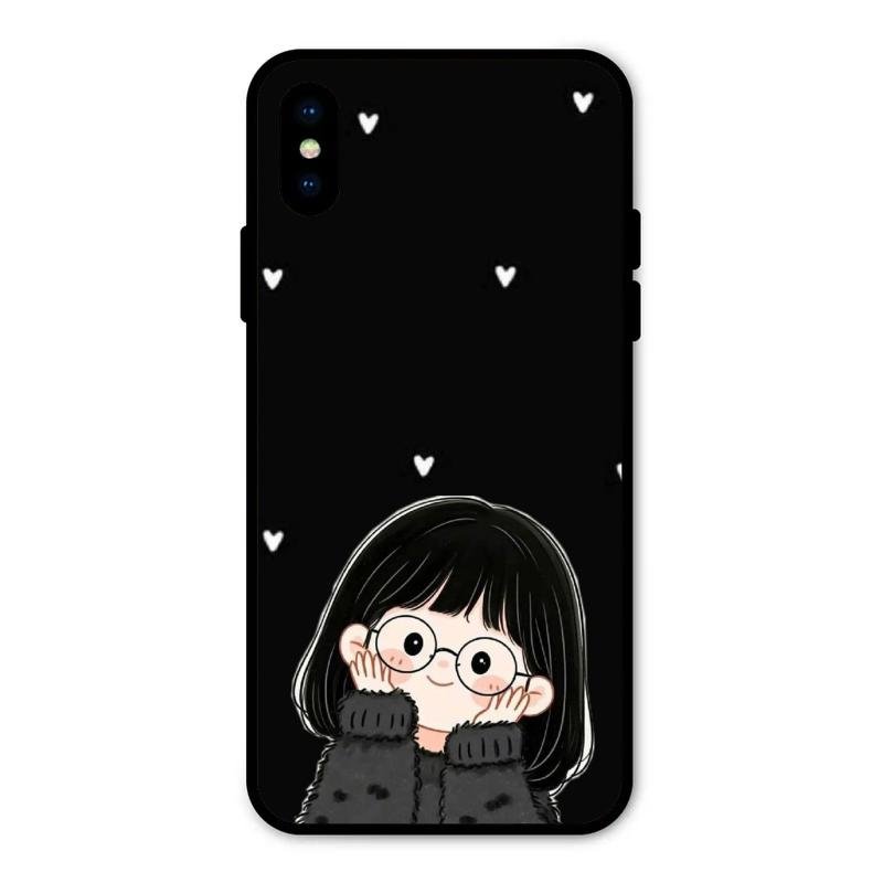 Sweet Blush Girl Glass Case Cover For iPhone XS