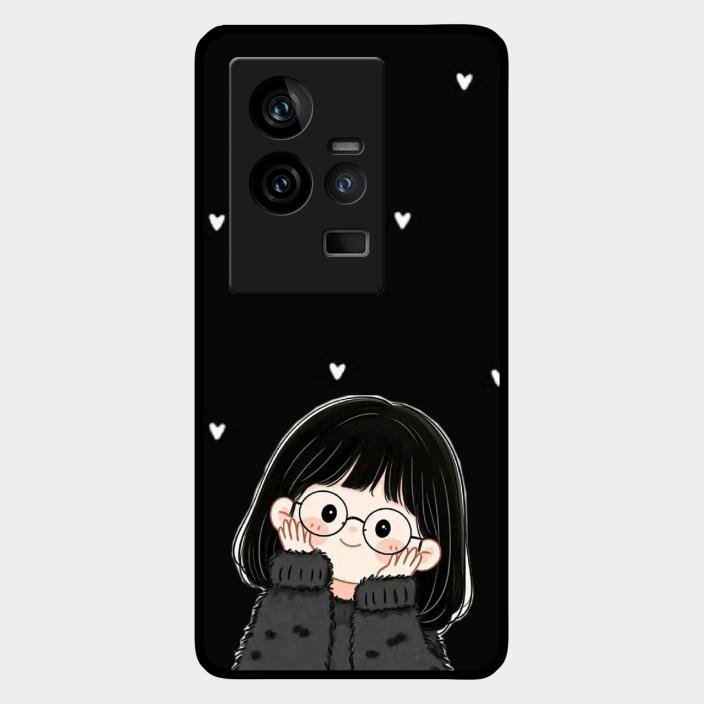 Sweet Blush Girl Glass Case Cover For Iqoo 11 5G