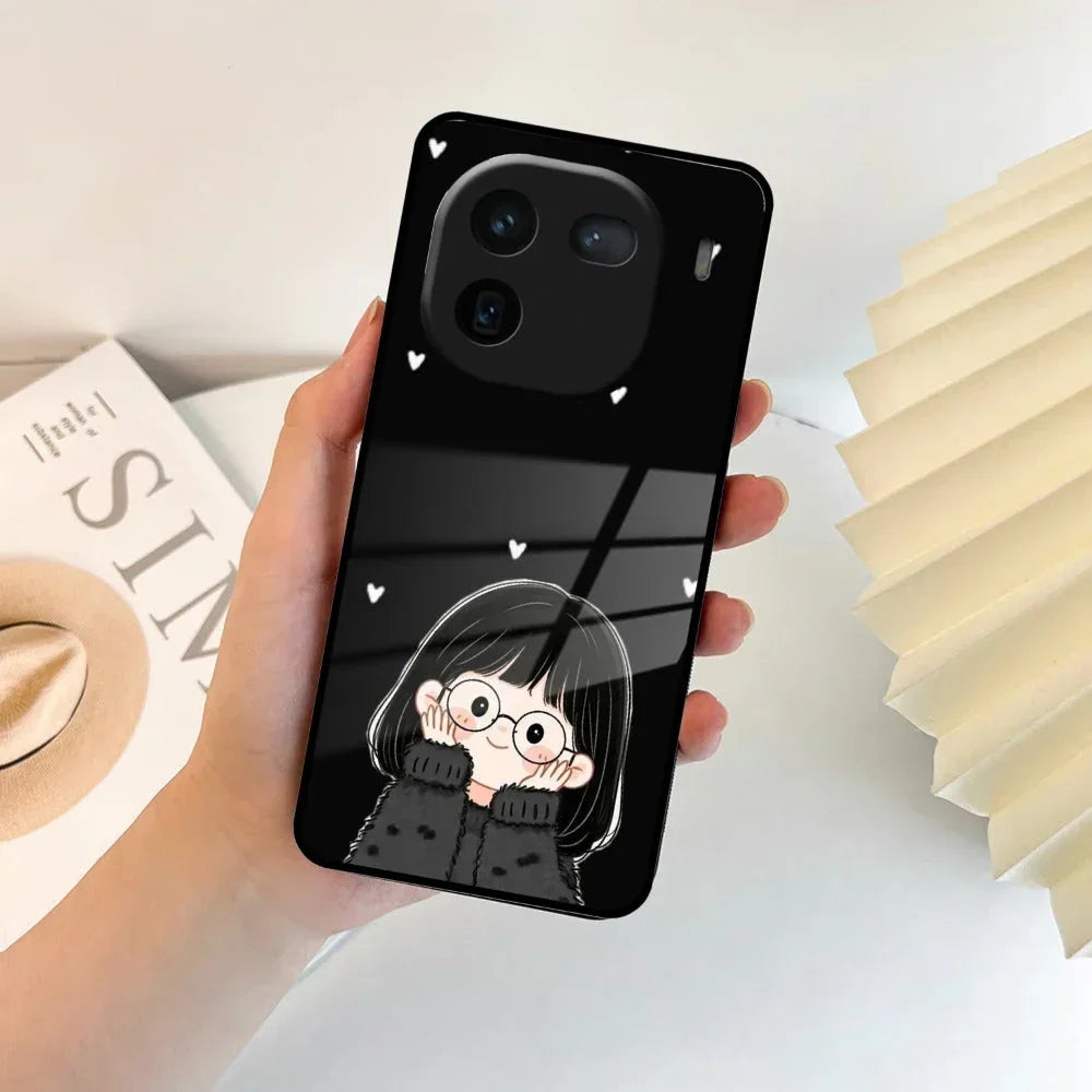 Sweet Blush Girl Glass Case Cover For iQOO - ShopOnCliQ
