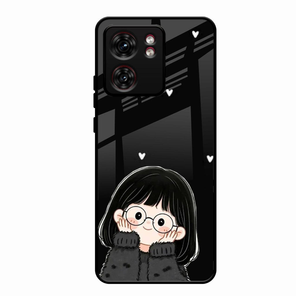 Sweet Blush Girl Glass Case Cover For Motorola Edge 40