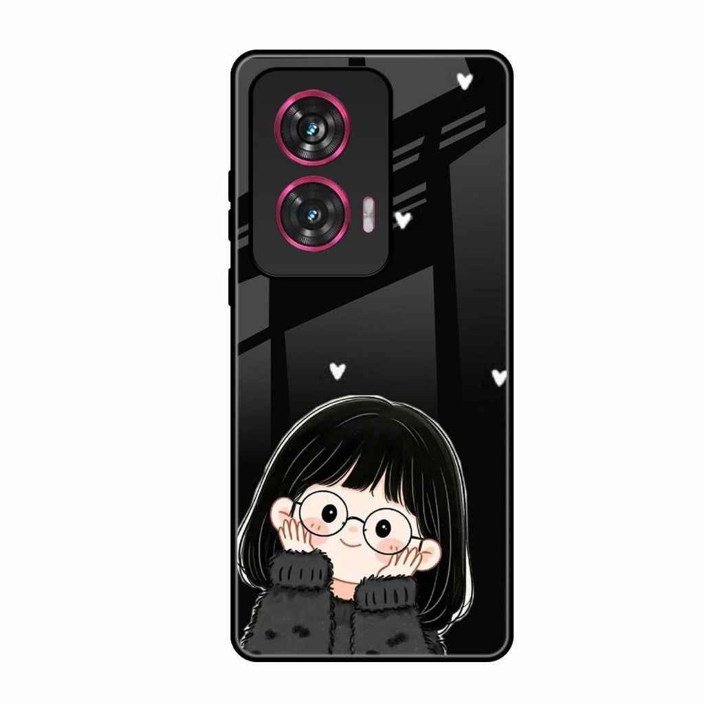 Sweet Blush Girl Glass Case Cover For Motorola Edge 50 Fusion 5G