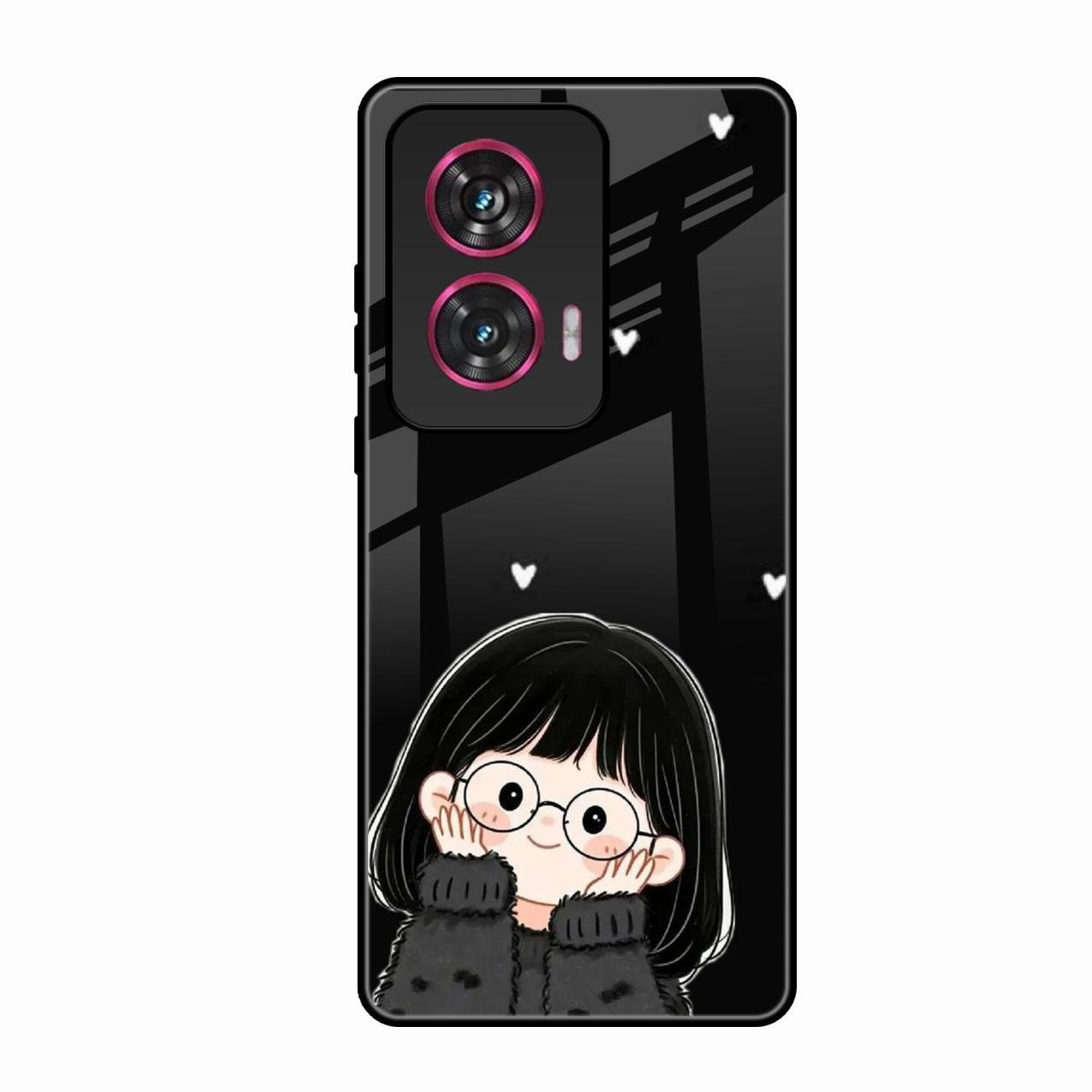 Sweet Blush Girl Glass Case Cover For Motorola Edge 50 Fusion 5G