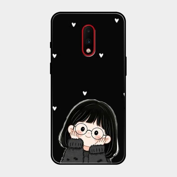 Sweet Blush Girl Glass Case Cover For Oneplus 7