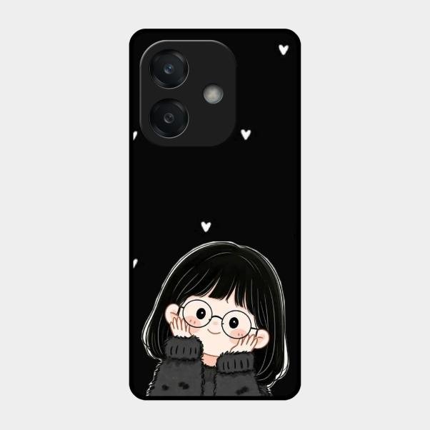 Sweet Blush Girl Glass Case Cover For Oppo A3X 5G