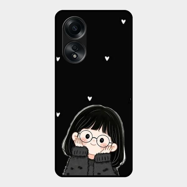 Sweet Blush Girl Glass Case Cover For Oppo A58