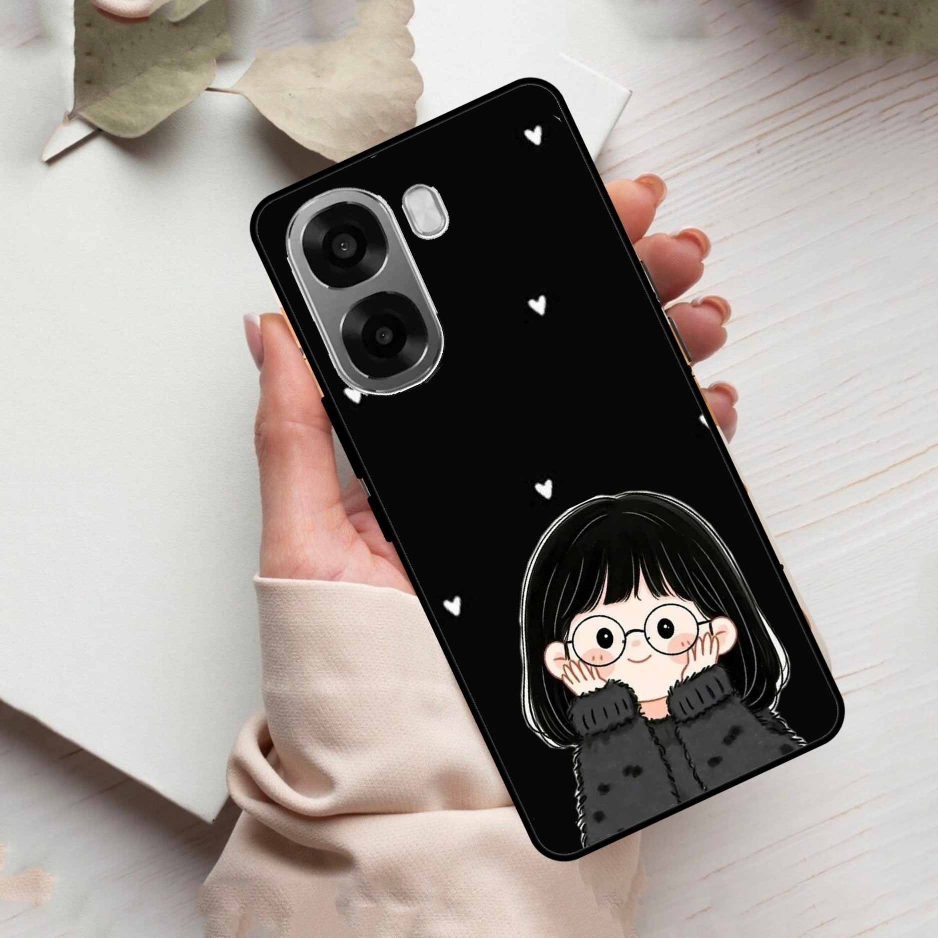 Sweet Blush Girl Glass Case Cover For Oppo