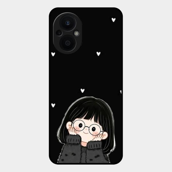 Sweet Blush Girl Glass Case Cover For Oppo F21 Pro 5G