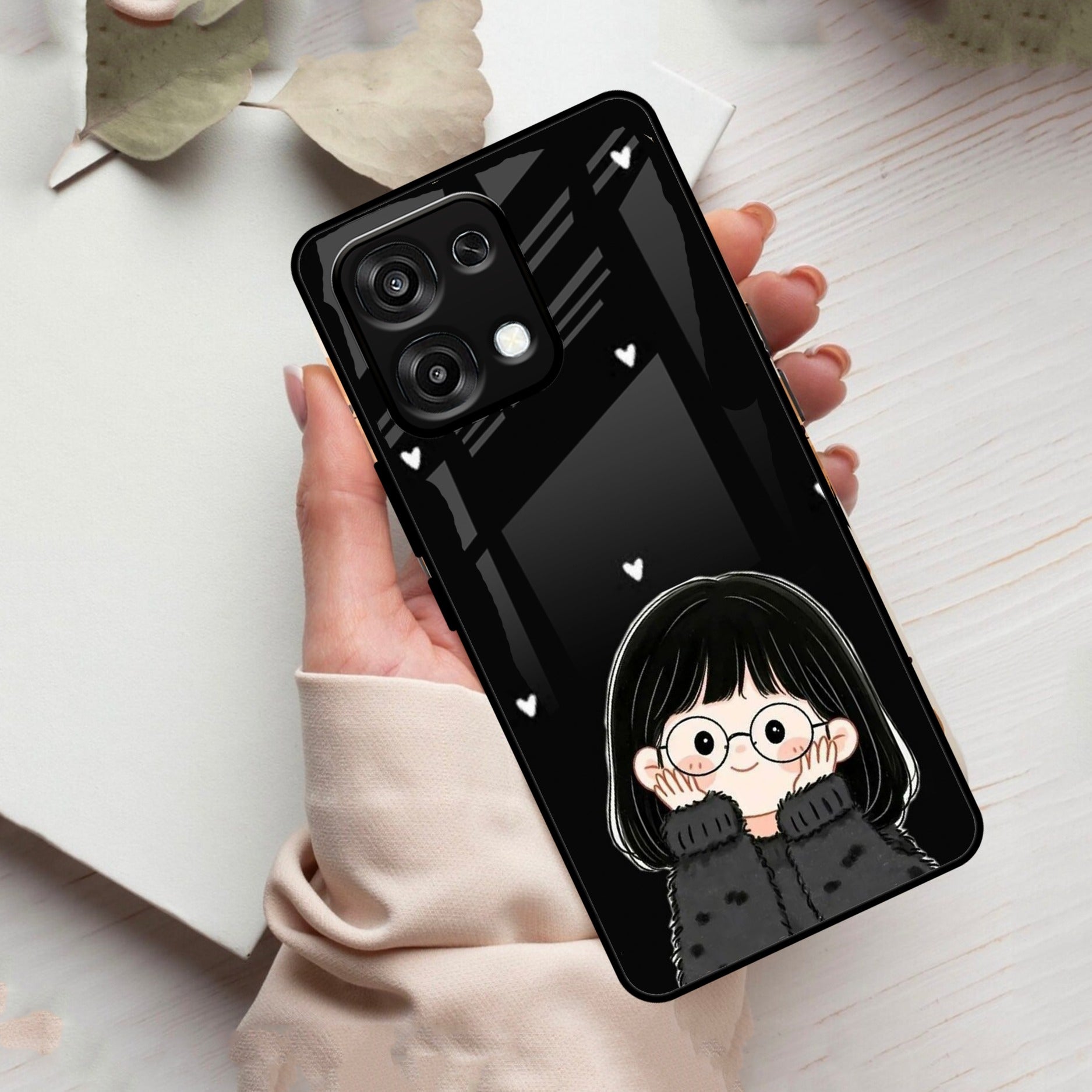 Sweet Blush Girl Glass Case Cover For Oppo