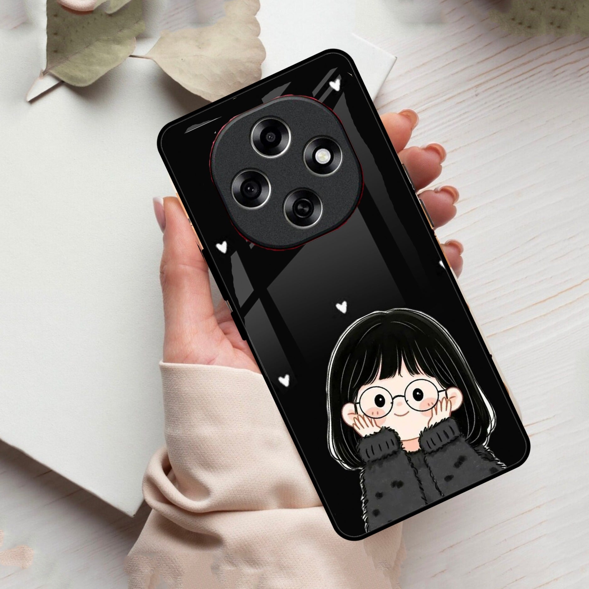 Sweet Blush Girl Glass Case Cover For Oppo